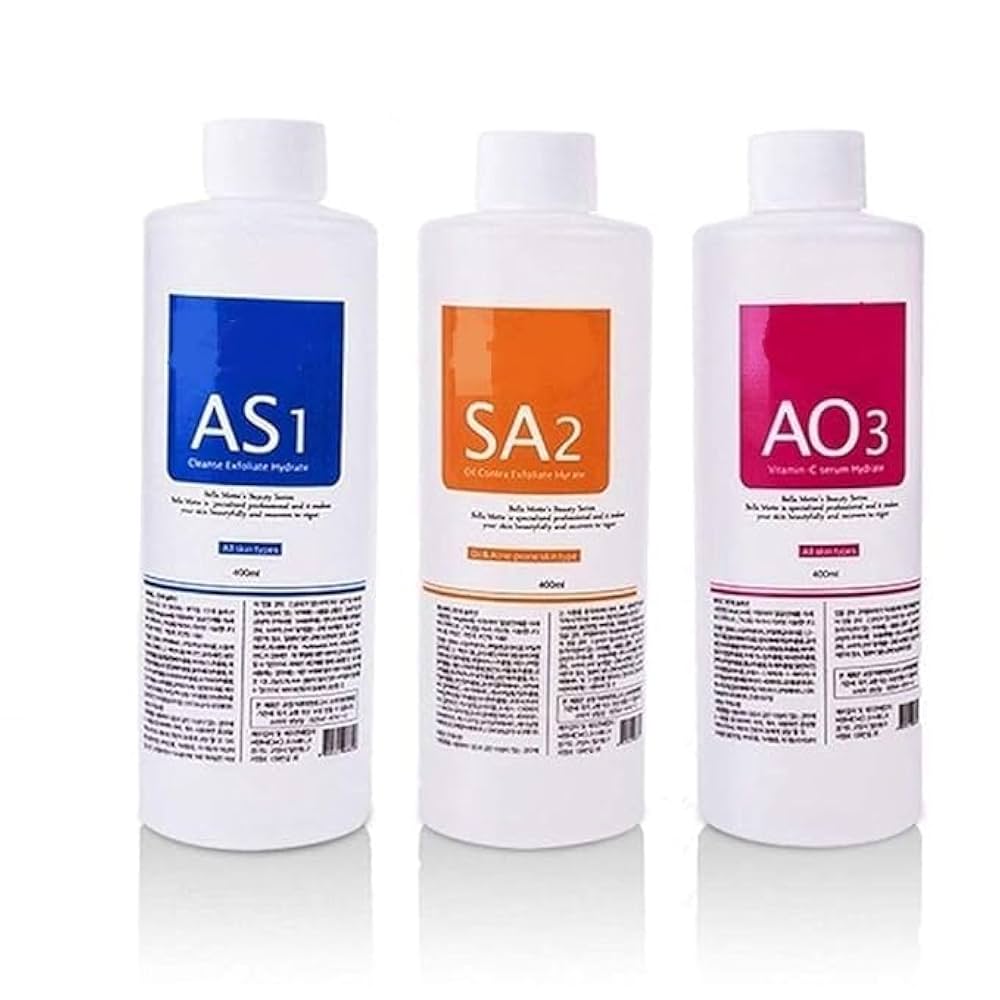 Hydra facial machine solution Hydra Facial Aqua Peeling Solution AHA BHA Hydrafacial Serum (400 Ml Each =1200 ML)